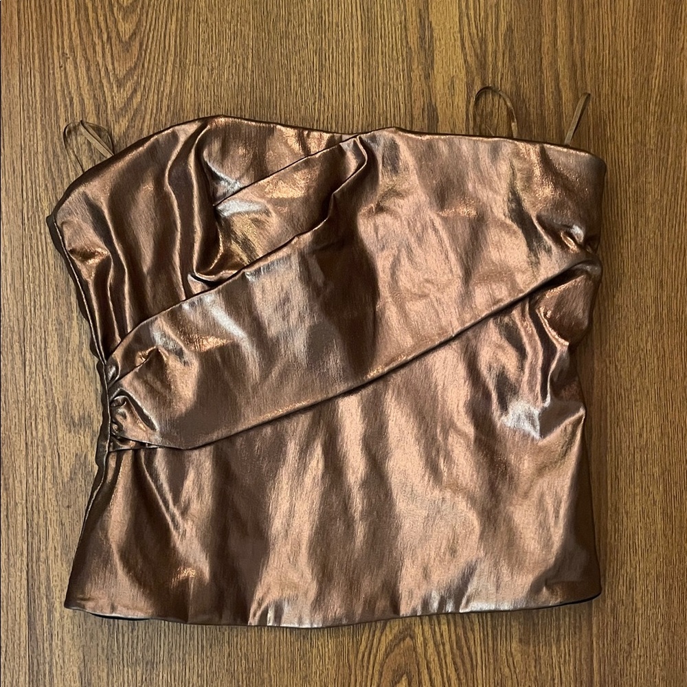 Zara Metallic Brown Crop Top